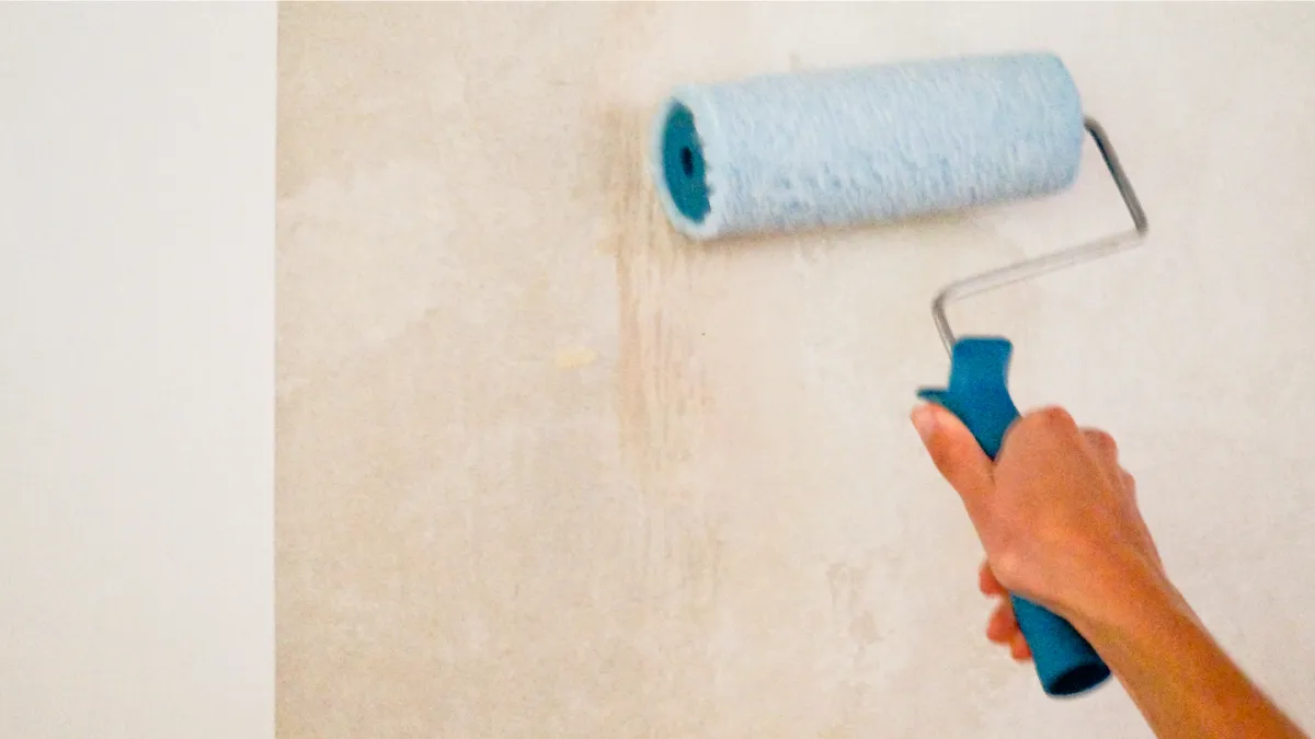 Aplicación de sellador con rodillo sobre pared antes de colocar Tarquini – preparación clave para un buen resultado